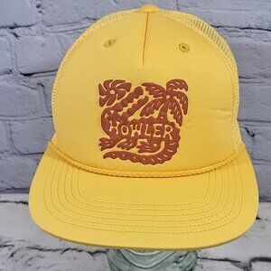 Howler Brothers Hat Snapback Baseball Cap‎ Yellow Trucker Gator Palm Tree Logo